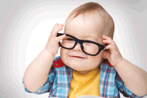 baby wearing glasses