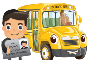 school administrator and school bus